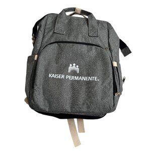 Kaiser Permanente Gray Backpack Diaper Bag W/ Changing Compartment & Pockets